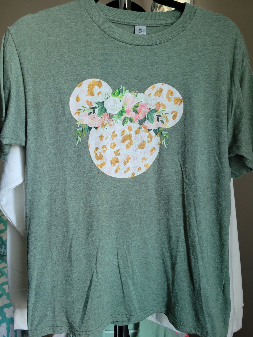 Green Floral Leopard Mickey Tee